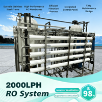 Système de traitement d'eau par osmose inverse industriel à haut débit 2000LPH, filtration, purificateur d'eau RO intelligent et automatique