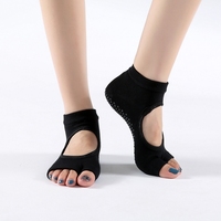 Chaussettes de yoga pour femmes sans orteils antidérapantes avec poignées pour Pilates, ballet, barre, danse, entraînement pieds nus, fitness, salle de sport