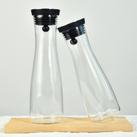 Pichet à eau en verre borosilicate personnalisé avec logo, avec couvercle, pour boissons froides, 800ml/1200ml/1500ml, compatible lave-vaisselle, design moderne
