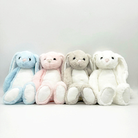Peluche Lapin aux Longues Oreilles Colorées, Adorable Lapin Blanc, Bleu et Rose, Cadeau d'Anniversaire pour Enfants, Doux et Câlin