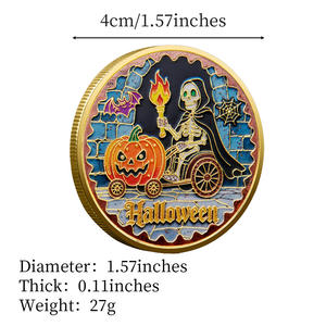 库存万圣节铁工艺纪念品纪念币电镀紫外印刷压花彩色幽灵女巫蝙蝠派对装饰 - Product Image 6