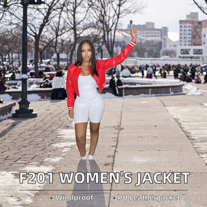 Chaqueta Bomber de Cuero PU Acolchada para Mujer, Otoño/Invierno, con Rayas Teñidas, Manga Corta, Impermeable y Cortavientos - Product Image 2