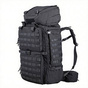 Sac à dos tactique 75L avec cadre externe, système MOLLE, nylon, unisexe, trekking, camping, survie, voyage, noir - Product Image 1