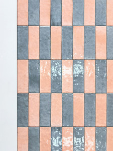 <span class=keywords><strong>Piastrelle</strong></span> a striscia lunga bicolore blu polvere e <span class=keywords><strong>rosa</strong></span>, fatte a mano, per pareti decorative di bagni o docce - Stile Internet Celebrity - Product Image 1