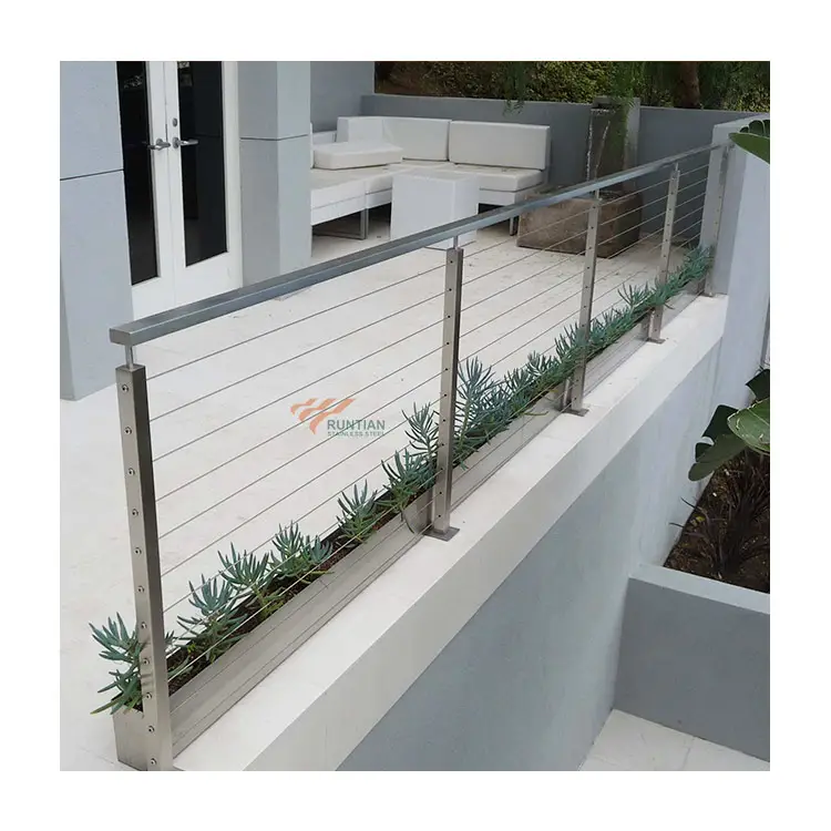 Outdoor indoor pool fence railing wire systems floating staircase 3.5mm swageless cable railing system