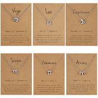 Cadeau d'Anniversaire Collier Plaqué Or avec Pendentif 12 Signes du Zodiaque et Breloque Carte de Vœux Chaîne Ras-du-Cou Astrologie Bijoux pour Femme