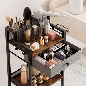 Étagère à serviettes de salle de bain avec tiroir, unité de <span class=keywords><strong>rangement</strong></span> mobile à 3 niveaux en métal avec porte-papier toilette et ensemble de serviettes - Product Image 6