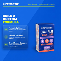LIFEWORTH Strisce Energetiche Orale Private Label con Caffeina, L-Teanina, B12 per Nutrizione Sportiva - 30 Strisce, ODM, GMP, ISO