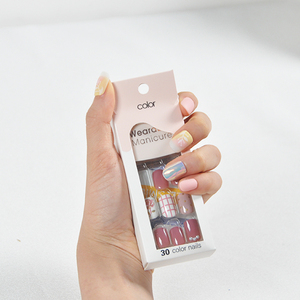 Bán buôn biểu tượng tùy chỉnh Báo Chí trên móng tay màu hồng tím hộp vàng sang trọng lá dập Cmyk Pantone in ấn Nail Bao bì hộp giấy - Product Image 2