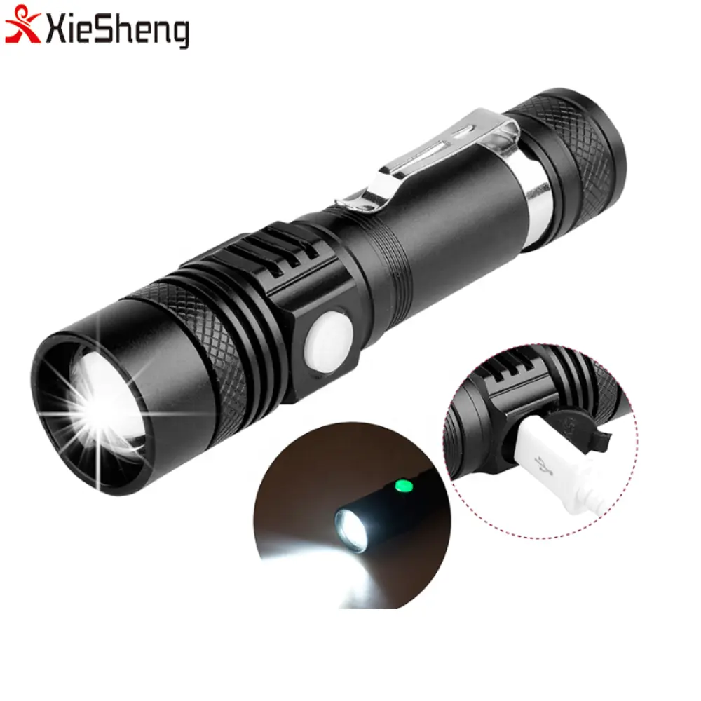 Đèn Pin Led Sạc Được Đèn Pin Led USB Hợp Kim Nhôm Đèn Pin Chiến Thuật 1000 Lumen Để Cắm Trại