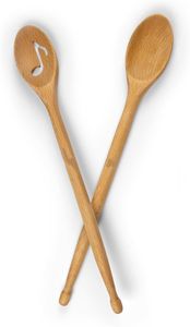 Vaisselle unique personnalisée cuillère <span class=keywords><strong>à</strong></span> fentes baguettes <span class=keywords><strong>de</strong></span> <span class=keywords><strong>tambour</strong></span> ensemble <span class=keywords><strong>de</strong></span> baguettes en forme <span class=keywords><strong>de</strong></span> cuillères en <span class=keywords><strong>bois</strong></span> réutilisables et lavables - Product Image 2