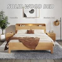 Lit double en bois massif avec rangement, tête de lit en PU souple, grands tiroirs, mobilier de chambre moderne style hôtel, montage facile