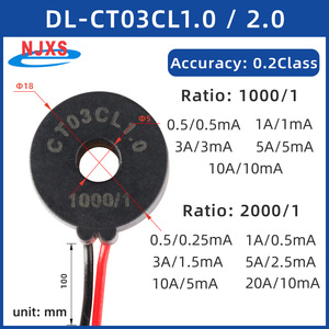 Transformador de Corriente NJXSE DL-CT03CL 1000/1 2000/1 1A/1mA 5A/5mA 20A/10mA con Cable de Conexión, Inductor Anular, Precio de Fábrica - Product Image 5