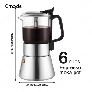 Emode Vente en gros Écologique 4/6 Tasses Verre à haute teneur en borosilicate Santé Moka Pot Café Outils à la maison - Product Image 6
