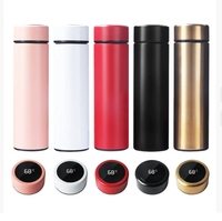 Bouteille d'eau isotherme intelligente en acier inoxydable avec logo personnalisé, couleur au choix, 500 ml, tasse à café LED, flasque sous vide, thermos