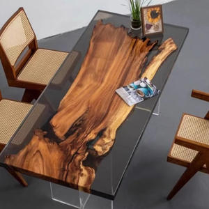 Mesa de Comedor Clásica de Madera Maciza y Resina Epoxi de Diseño Único, Personalizable en Colores para Uso en Hoteles, 2024 - Product Image 3