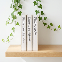 Ensemble de faux livres minimalistes pliables avec mots inspirants pour la décoration de chambre, de salon et d'armoire