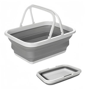 Panier à pique-nique pliable multifonction en silicone Panier de rangement pliable avec poignées portables pour le <span class=keywords><strong>camping</strong></span> en plein air et la blanchisserie à domicile - Product Image 1