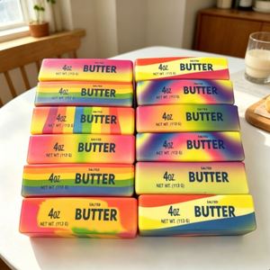 Juguete Antiestrés de PU Suave con Forma de Barra de Mantequilla en Degradado de Arcoíris, Colorido, de USA Warehouse, para Niños y Adultos - Product Image 1