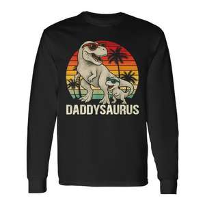 Daddysaurus T-Rex Dad Dinosaur T-shirt à manches longues, cadeau pour la fête des pères - Product Image 1