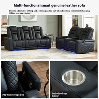 Canapé moderne électrique trois places en cuir véritable canapé de cinéma maison personnalisable avec tasse et table basse meubles pour salon