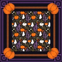 Tapis de Mahjong de Luxe Noir, Tapis de Table pour Tuiles de Mahjong « Candy Pumpkin », Tapis à Bords Cousus Silencieux pour le Divertissement du Festival d'Halloween