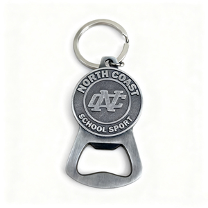 Porte-clés décapsuleur en acier inoxydable argenté miniature, personnalisé avec logo gravé, marque FUTING - Product Image 5