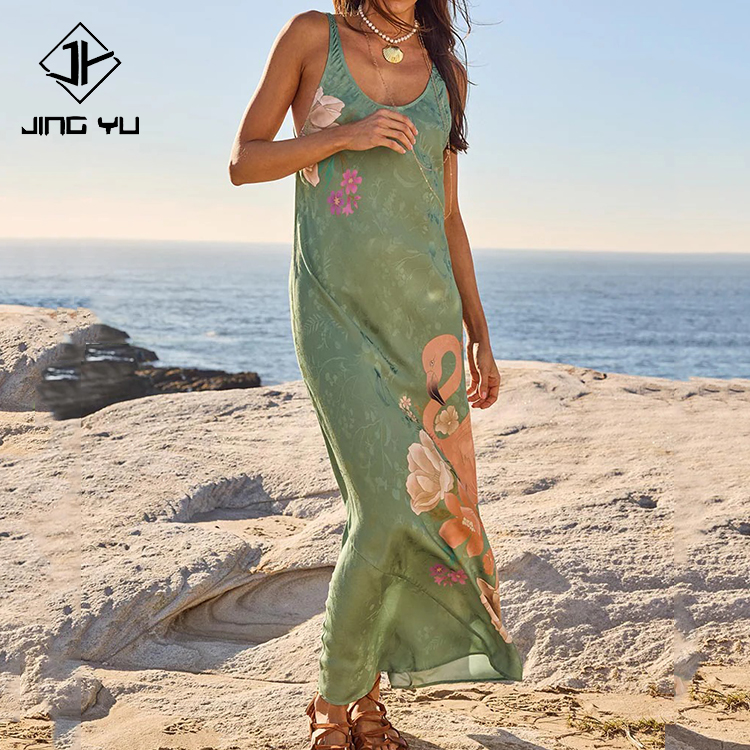 long comfortable dresses Summer Women's Cotton Linen Flowy Cami Maxi Dress – Split Side Sundress For Beach Vacation, Casual Summer Wear & Resort Outfits beach trips and summer parties Women's Solid Color Sleeveless Ribbed
