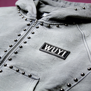 Wholesale Custom Acid Wash Distressed Hoodies for Men <b>Rhinestone</b> Zip Up Vintage Fleece Oversized Streetwear <b>Jacket</b> Manufacturer - Product Image 2