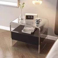 JINS Table de chevet moderne transparente en acrylique facile à assembler pour chambre à coucher balcon salle de bain meubles de maison pour salon