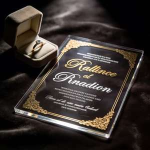 Invitation personnalisée en acrylique épais avec calligraphie sérigraphiée, carte souvenir de luxe pour mariage et événements d'entreprise - Product Image 3