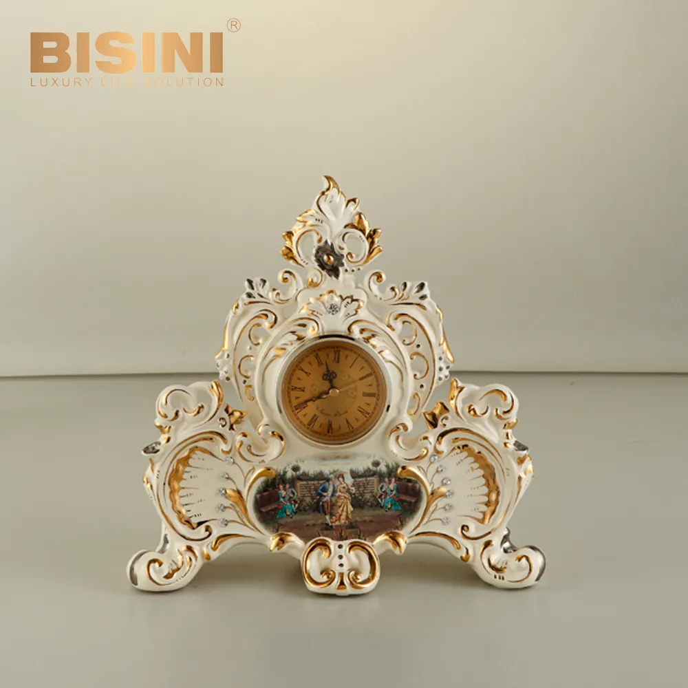 화이트와 골드 핫 판매 BISINI 바로크 장식 시계, 제국 법원 바로크 13 인치 황금 등나무 벨