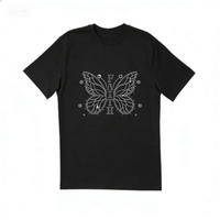 Transfert thermocollant papillon chrétien en strass pour T-shirt, vente en gros usine