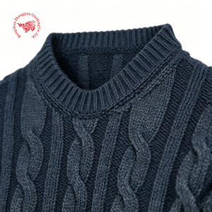 Suéter <span class=keywords><strong>de</strong></span> <span class=keywords><strong>cuello</strong></span> alto <span class=keywords><strong>de</strong></span> punto trenzado azul degradado para <span class=keywords><strong>hombre</strong></span>, prendas <span class=keywords><strong>de</strong></span> punto casuales con efecto ombré lavado - Product Image 5