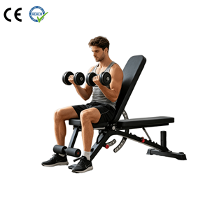 Banc de musculation pliable réglable de qualité commerciale VIGFIT, tube en acier 75x50x3mm, inclinable et déclinable, avec support pour les jambes - Product Image 1