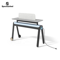 Paravent mobile SpaceUnited avec étagère de rangement, multiprise intégrée et ports USB pour bureau