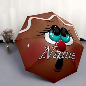 1 Parapluie pliant personnalisé avec visage de bonhomme en pain d'épices, sans MOQ, cadeau de vacances personnalisé, impression UV, commande unique, Payung Custom - Product Image 3