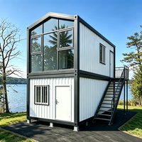 Villa Modulaire Préfabriquée de Luxe à 2 Étages de 20 pieds avec Mur en Verre, Maison de Vacances Préfabriquée, ADU, Granny Flat, Casas Contenedor
