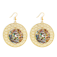 Boucles d'oreilles tendance plaquées or 18 carats de style hawaïen, boucles d'oreilles coréennes plaquées or rondes, bijoux pour femmes