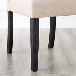 Juego de 2 Sillas de Comedor DB Leviton Tapizadas en Cuero Color Bronceado con Patas de Madera Maciza, Estilo Tradicional, Muebles para el Hogar - Product Image 4