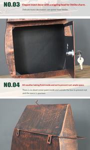 Boîte aux lettres murale en fer forgé, style idyllique rétro avec serrure, étanche, pour extérieur, accessoires de photographie, décoration - Product Image 2