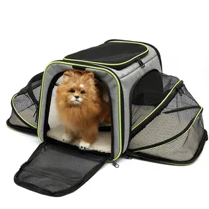 2024 réfléchissant compagnie aérienne approuvé respirant pliable doux face maille extérieur animal de compagnie transportant chien transporteur pour chiens sac de voyage