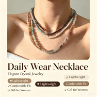 Ensemble de bijoux en pierres naturelles, collier et bracelet en perles de cristal, fermoir doré, pour femme, cadeau