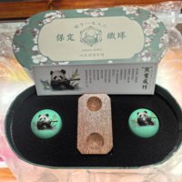 Boules de Baoding musicales en laque Shouxing, motif Panda avec impression par transfert d'eau, anti-stress