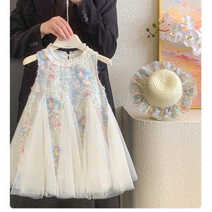Vestito Estivo da Festa di Compleanno per Bambine 2-8 Anni, Senza Maniche con Inserti in Rete, Abito da Principessa per Bambini - Product Image 2