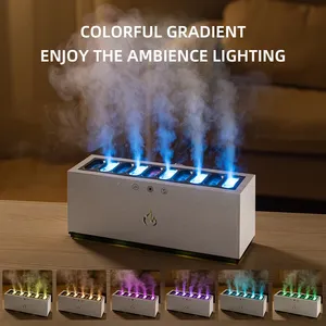 Pelembap udara lidah api dinamis Desktop baru, pelembap udara, mesin <span class=keywords><strong>Diffuser</strong></span>, lampu Led RGB 900ML, pembuat kabut - Product Image 3