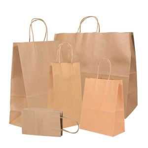 Sacs en papier kraft noir et blanc personnalisés biodégradables pour cadeaux de mariage avec logo, en papier d'art, pour vêtements - Vente en gros - Product Image 1
