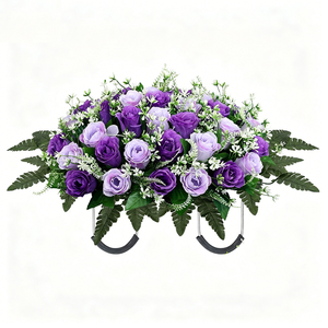Plastic Sunflower Memorial Wreath <strong>for</strong> <strong>Graves</strong> Durable <strong>Artificial</strong> <strong>Flower</strong> Arrangement with Green Ferns <strong>for</strong> Tombstone Decoration - Product Image 3