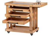 Chariot de rangement mobile en bois brun clair pour fournitures artistiques avec trois tiroirs, organisateur d'outils de peinture à l'huile, fabriqué en Chine
