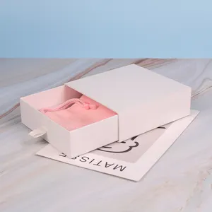 Custom Small White Paper Ring Earring Box Cardboard Drawer Packaging Jewelry BoxとBag With Logo Printed